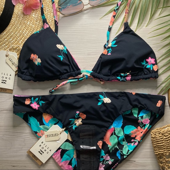 Billabong 🌺 Floral Reversible Sliding Tri | Lowrider Bikini Bottom 👙🏄🏼‍♀️🍍 - Picture 9 of 16